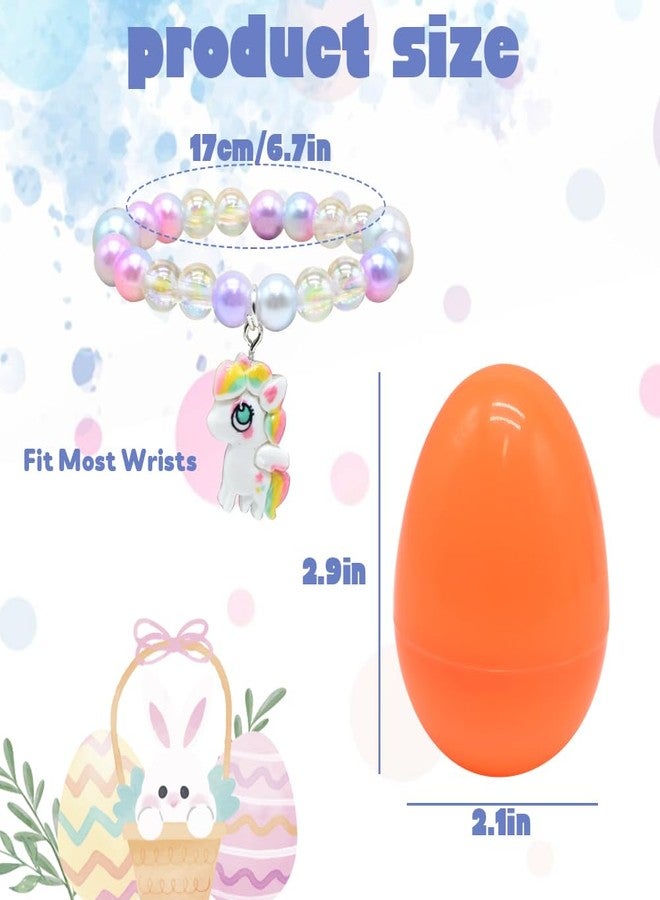 LUKBERA 12Pcs Easter Eggs Filled with Beads Bracelets, Beaded Bracelet Pretend Jewelry Surprise Toys for Girls Play Dress Up Easter Egg Hunt Easter Basket Stuffers Classroom Rewards - Image 3
